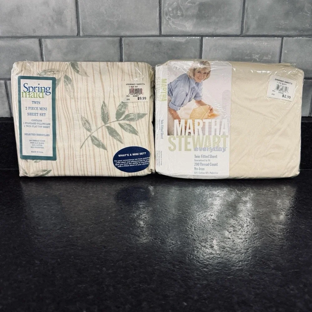 NEW Vintage Springmaid Twin Mini Set Selected Irregular &‎ Martha Stewart Flat